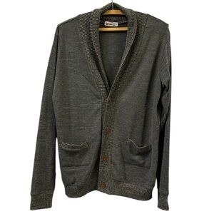 H2H Gray Button Up Knit Cardigan Lightweight Sweater with Pockets Mens Small